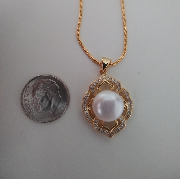 Fancy 14k/Silver 11mm Akoya Pearl Pendant Necklace